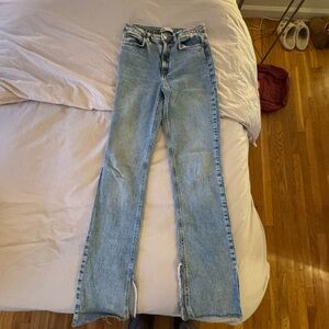 Zara Light Blue Flare Jeans with Front Slits